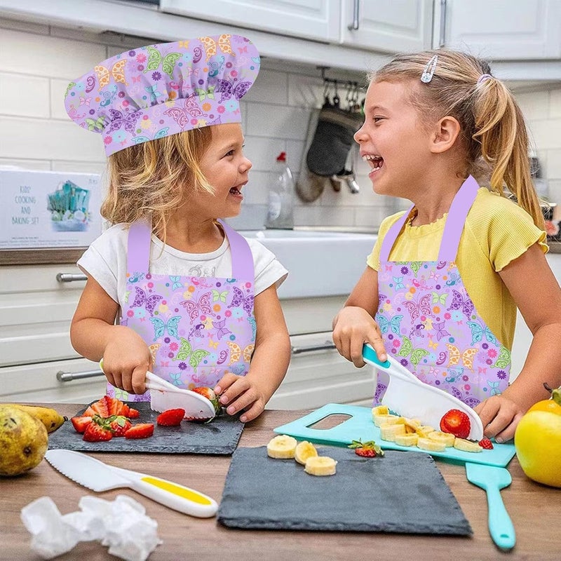 Deabolar Kids Aprons for Girls Toddler Aprons with Pockets for Kids Cooking Baking Painting Crafting Art Gardening Adjustable - Image 3